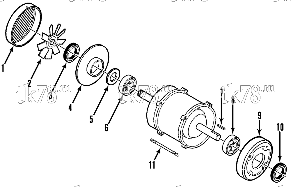Каталог запчастей для Thermo King THU8-M1, M1A, M2, M3, M4 MOTOR ASSEMBLY 104-559