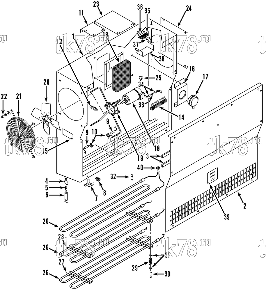 Каталог запчастей для Thermo King SB-III MULTI-TEMP w/se 2.2 ENGINE EVAPORATOR EW-1 SINGLE FAN (KIT 712307)