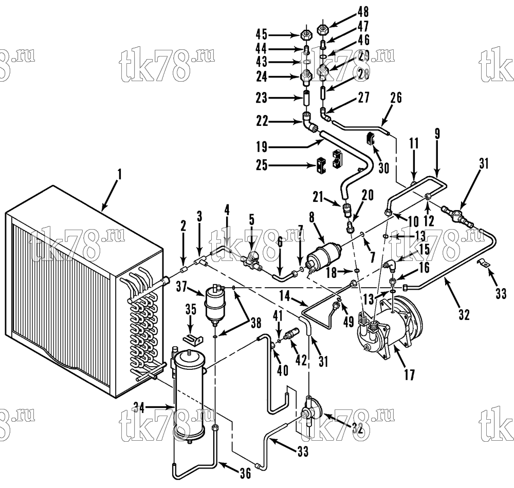 Каталог запчастей для Thermo King SD-II & SD-II MAX REFRIGERATION - CONDENSER (R134a SCISSOR)