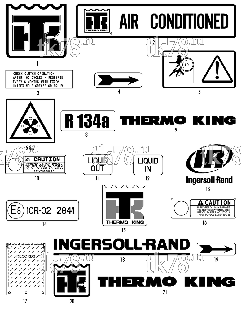 Каталог запчастей для Thermo King LRT-I 1001 (System 918502) NAMEPLATES
