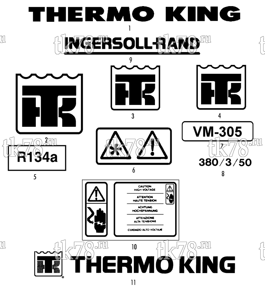 Каталог запчастей для Thermo King  NAMEPLATES (VM-300 & VM-305)