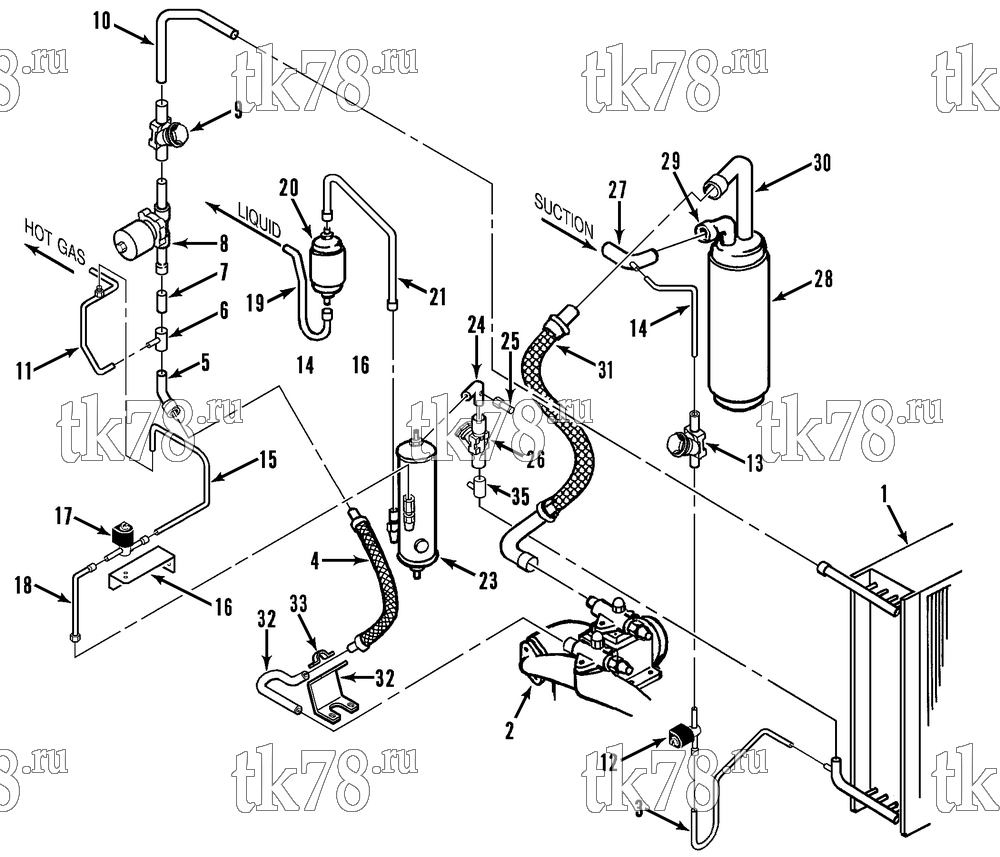 Каталог запчастей для Thermo King  REFRIGERATION CONDENSER (7/95 & After)