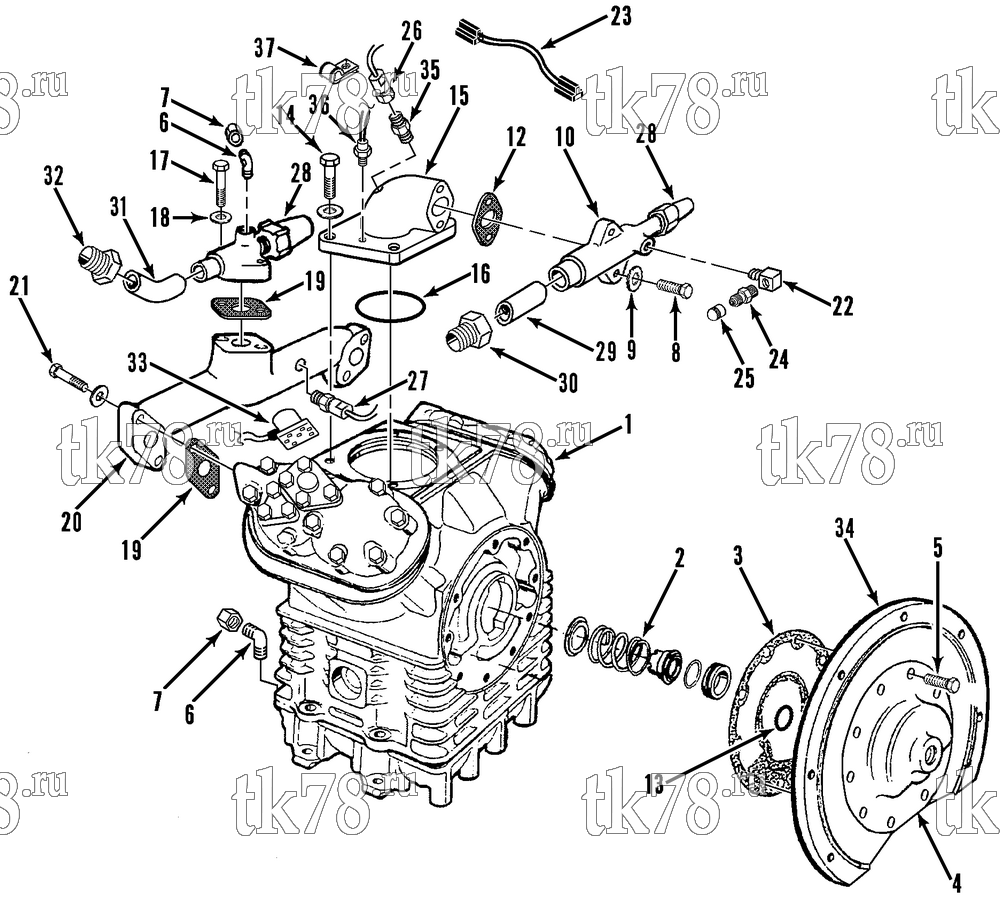 Каталог запчастей для Thermo King RT-II Series COMPRESSOR GROUP (KIT 714761)
