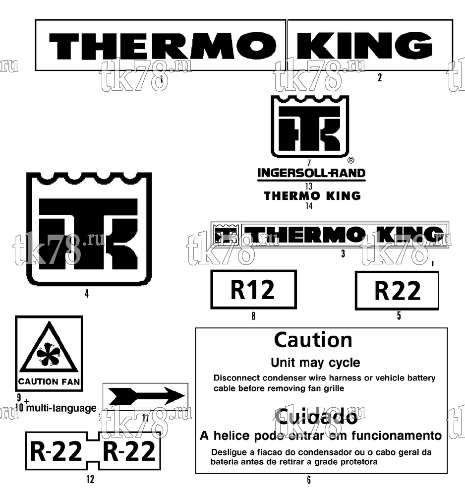 Каталог запчастей для Thermo King RT-II Series NAMEPLATES