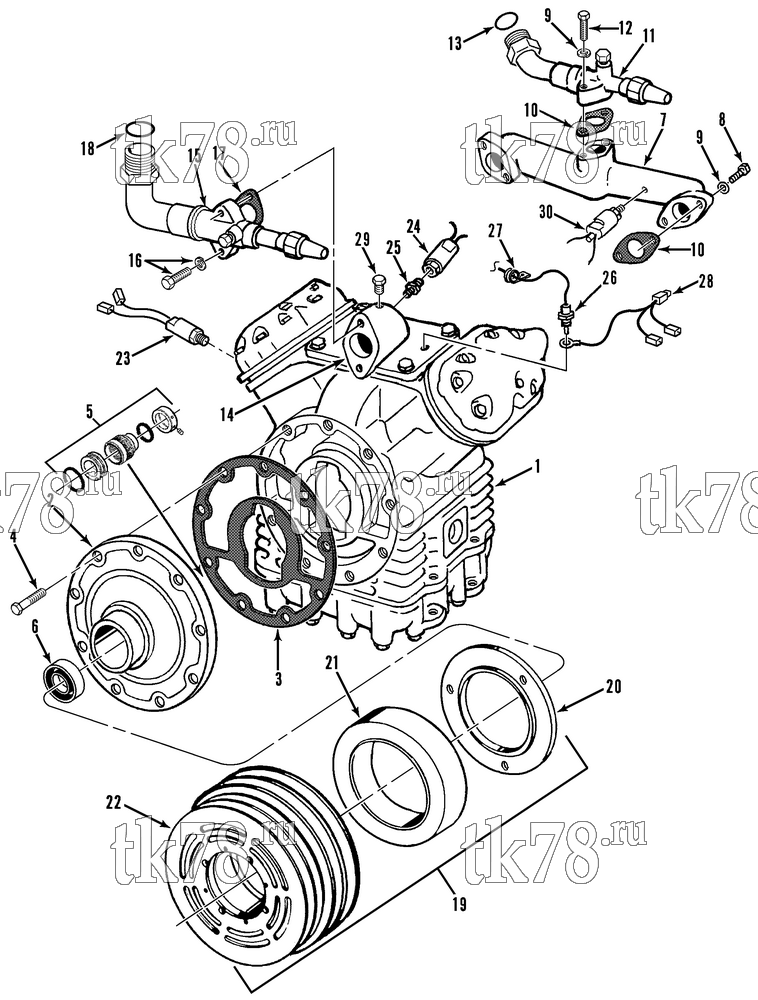 Каталог запчастей для Thermo King  COMPRESSOR GROUP (KIT 715103)