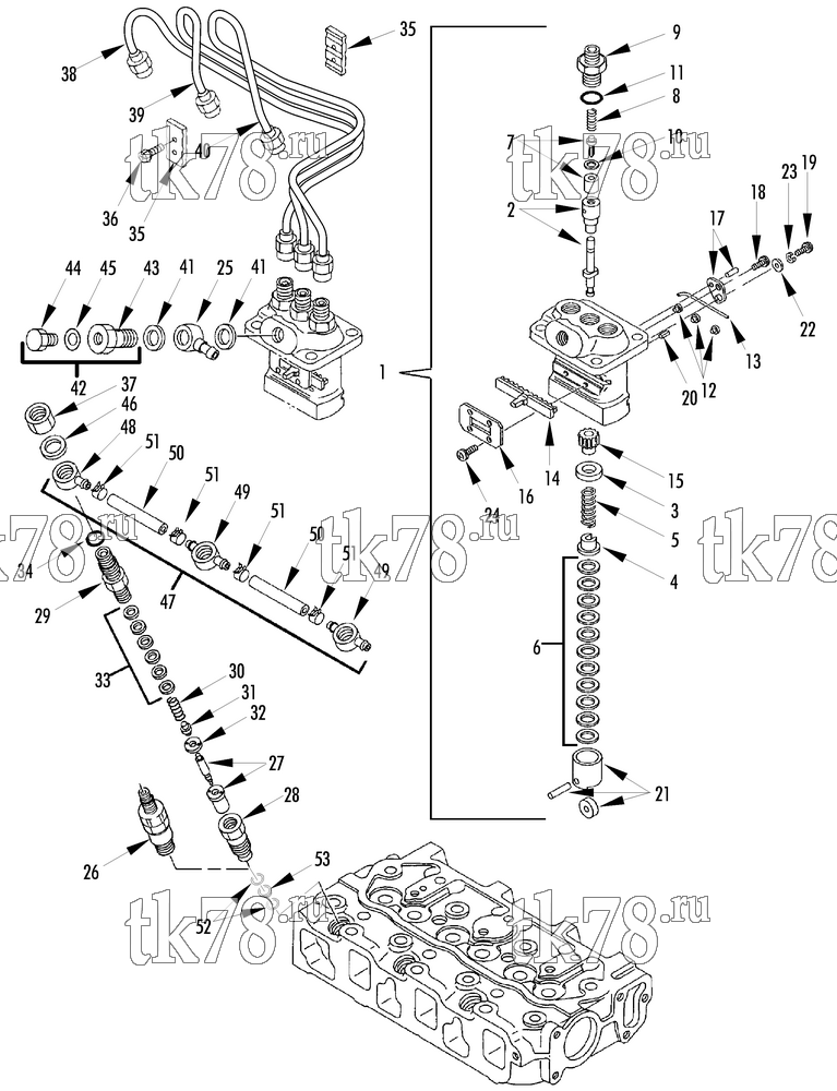 Каталог запчастей для Thermo King TD-II & TD-II MAX w/TK 3.95 Engine FUEL INJECTION PUMP & VALVE GROUP (TK 3.95)