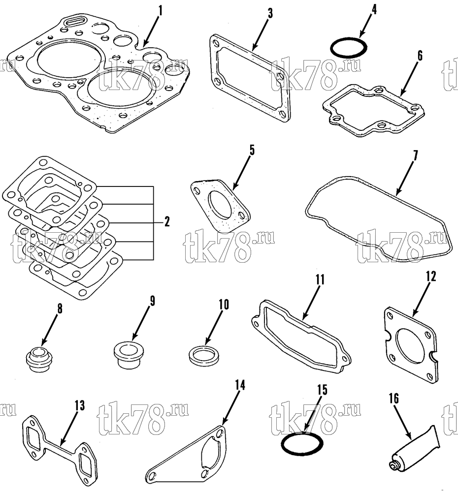 Каталог запчастей для Thermo King HK-III 30, HK-III HO & Fresh King w/2.49 Engine OVERHAUL GASKET SET