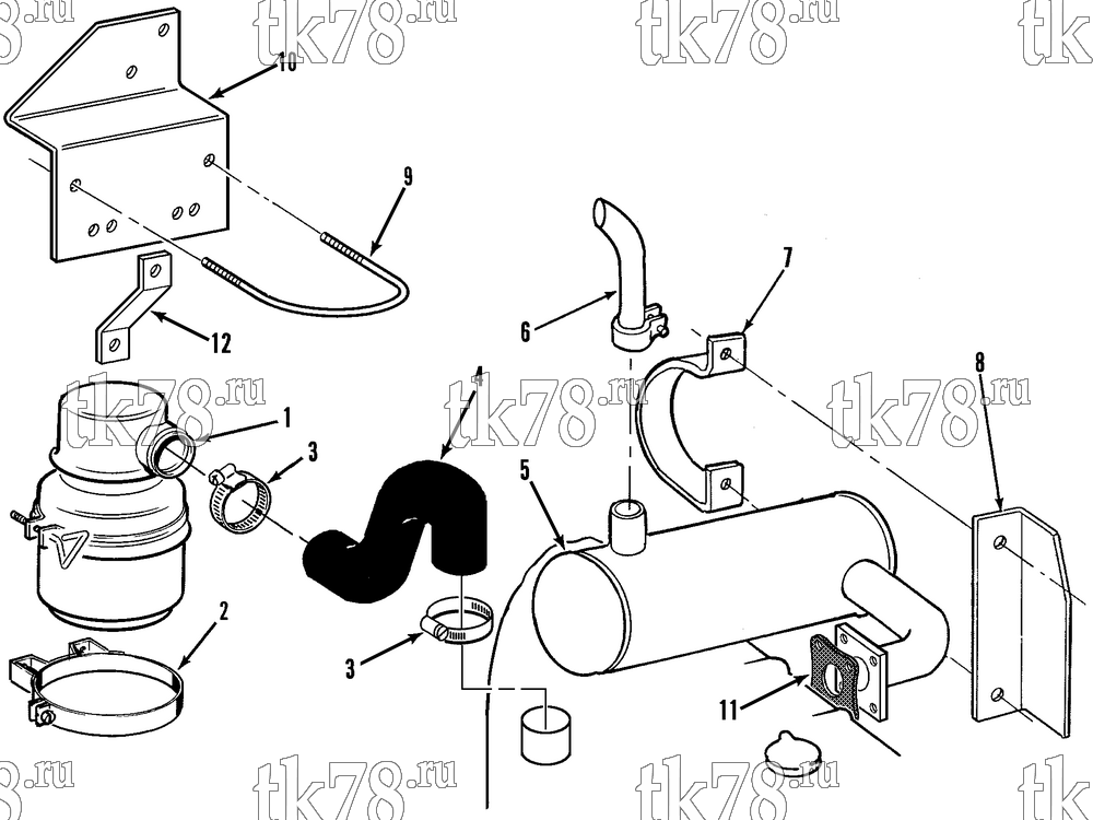 Каталог запчастей для Thermo King RD-II TLE INTAKE & EXHAUST SYSTEM (OIL BATH)