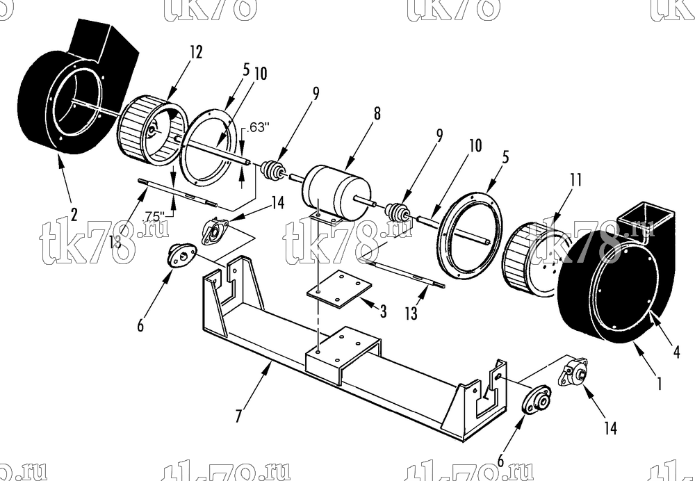 Каталог запчастей для Thermo King TH11 Series M1 Thru M8 MOTOR & BLOWERS GROUP (M3, M4, M5 & M7)
