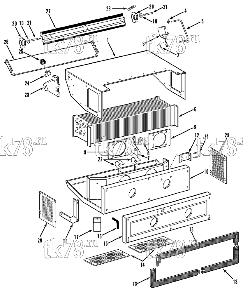Каталог запчастей для Thermo King TD-II SR w/TK 3.95 Engine EVAPORATOR COMPARTMENT