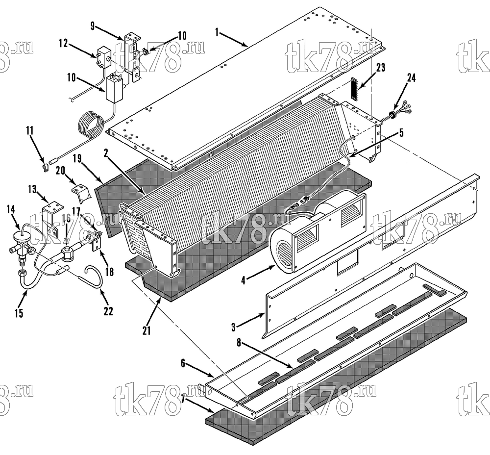 Каталог запчастей для Thermo King ShuttleAIRE Series Bus EVAPORATOR COMPONENTS (S-20 II)
