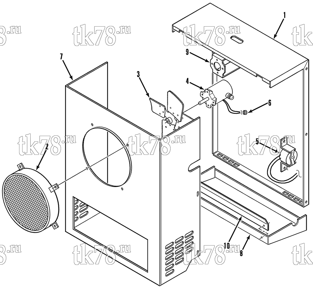 Каталог запчастей для Thermo King V-090, 90E, 90H, 90 MAX, 90T & 95 EVAPORATOR ASSEMBLY (R134a US, Before 8/96)