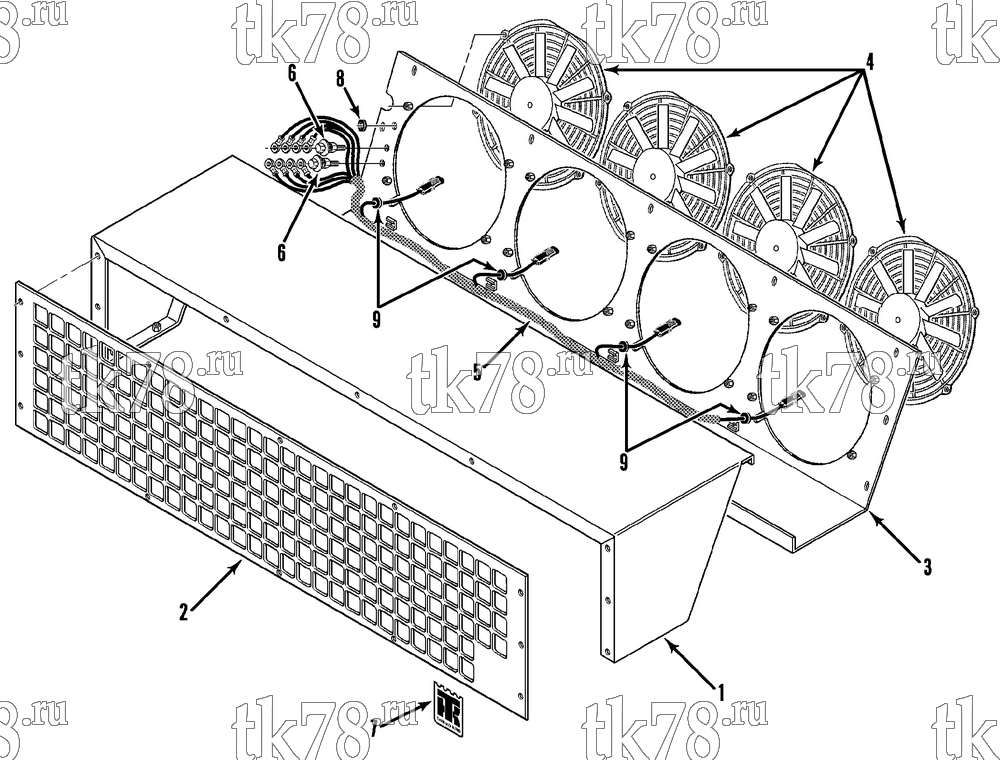 Каталог запчастей для Thermo King ShuttleAIRE Series Bus CONDENSER FRAME & FANS (S-40 II)
