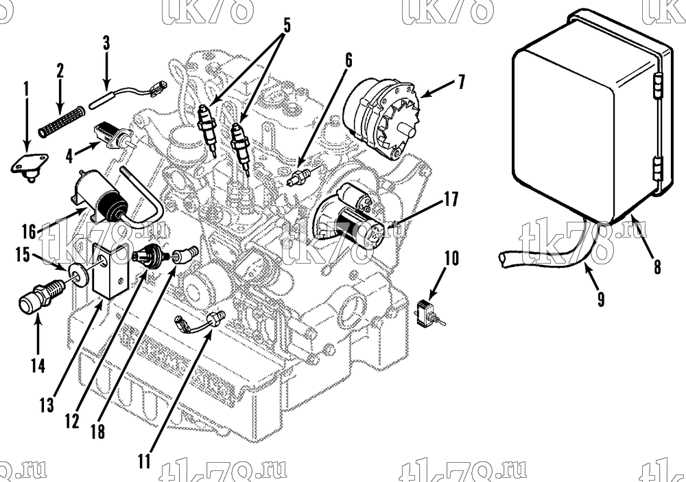 Каталог запчастей для Thermo King HK-III 30, HK-III HO & Fresh King w/2.49 Engine ELECTRICAL COMPONENTS
