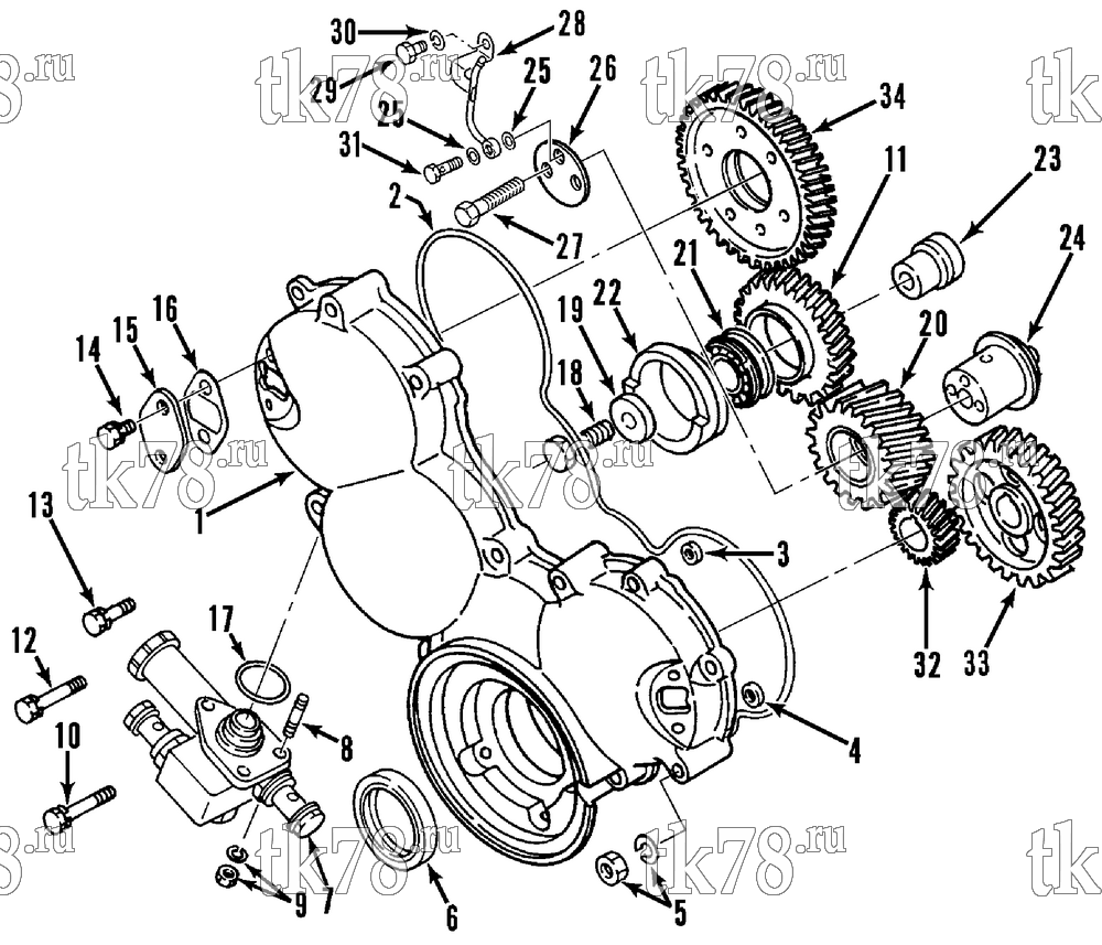 Каталог запчастей для Thermo King Super-II 30 MAX w/se 2.2 Engine GEAR CASE COVER (se 2.2, 2/96 to 1/99)