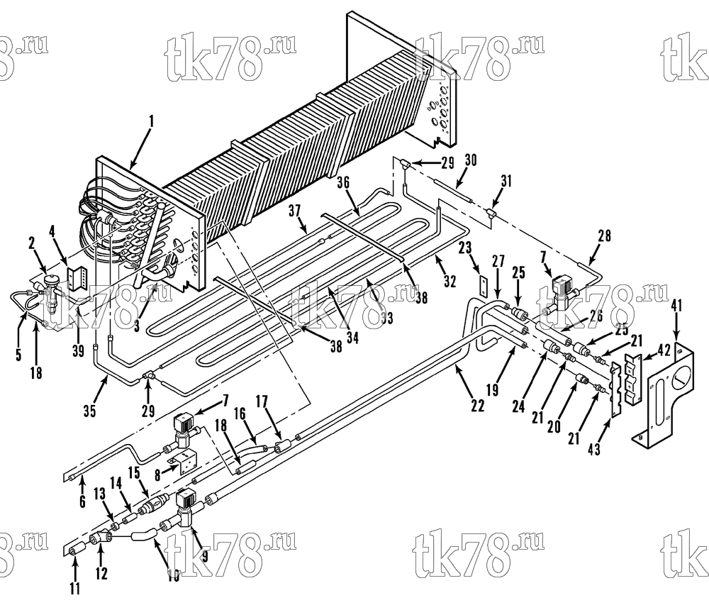 Каталог запчастей для Thermo King RD-II TCI-Z EMEIA w/TK 3.95 Engine REFRIGERATION - EVAPORATOR (ERT)