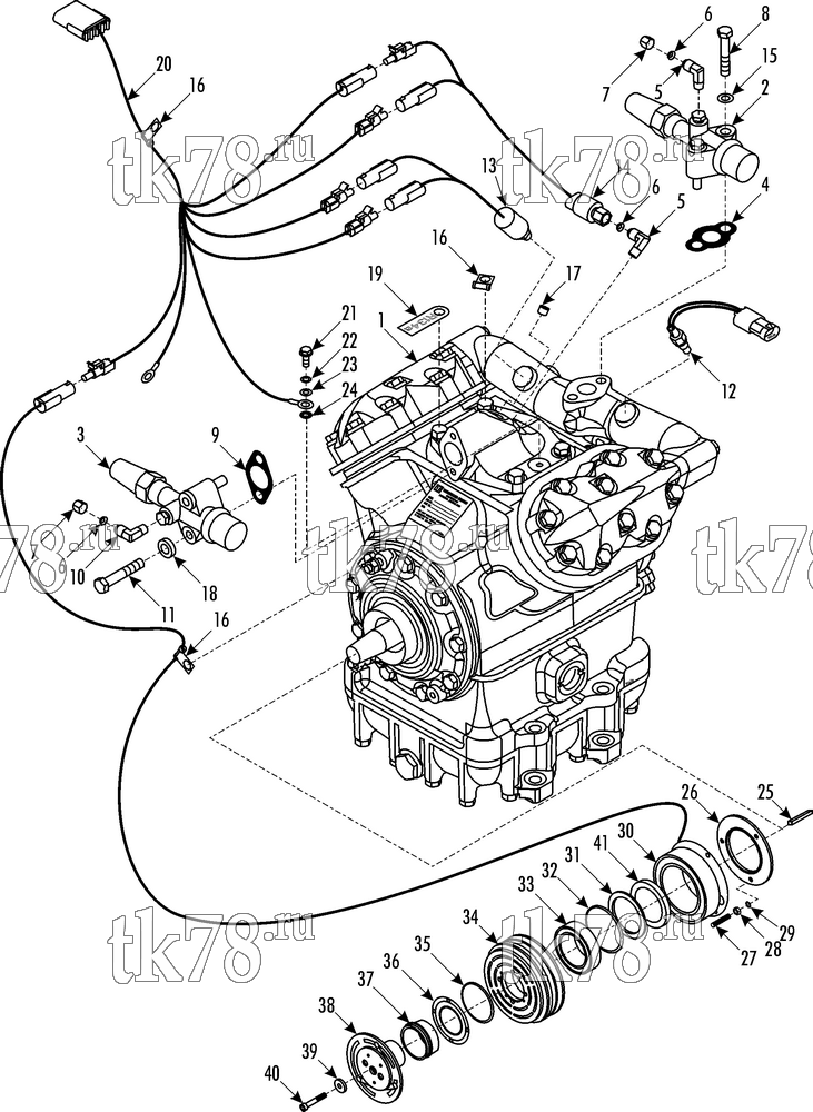 Каталог запчастей для Thermo King CITI-RT 1000 COMPRESSOR GROUP (1C74448G02, KIT 715087 & 720584)