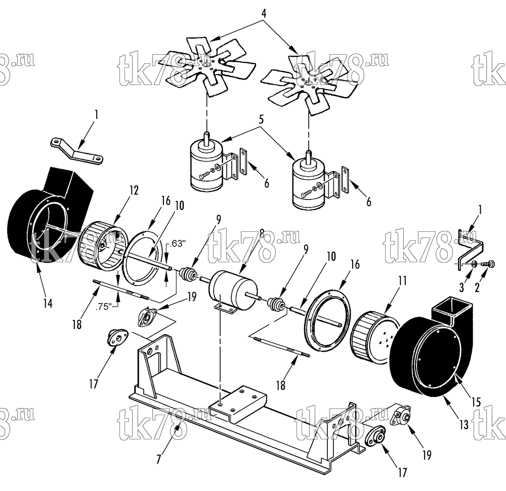 Каталог запчастей для Thermo King  MOTORS, BLOWERS & FAN GROUP (M23)