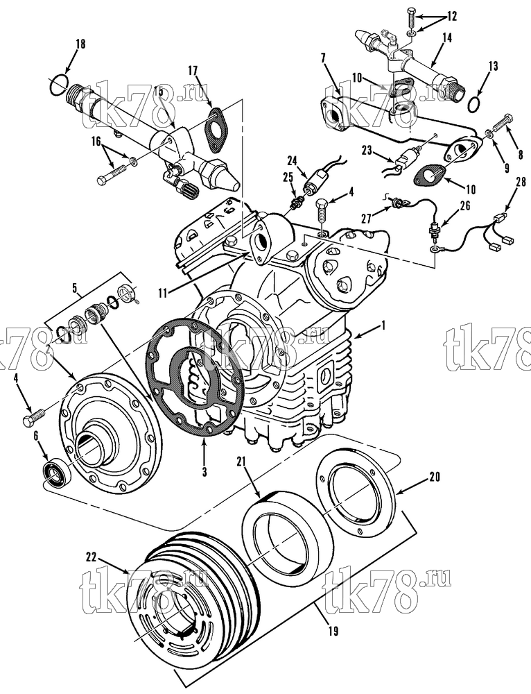 Каталог запчастей для Thermo King  COMPRESSOR GROUP (KIT 714549)