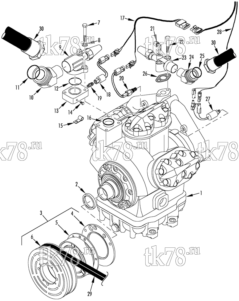 Каталог запчастей для Thermo King AT8-Houston COMPRESSOR GROUP (5D39446G02, KIT 715350)