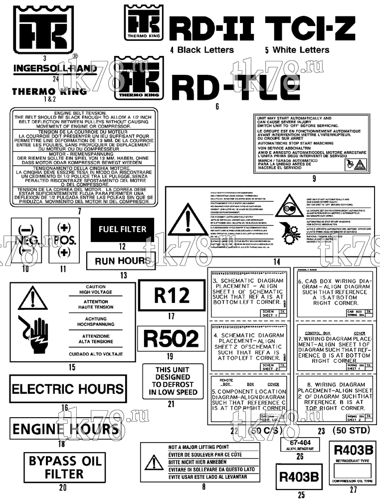 Каталог запчастей для Thermo King RD-II TLE NAMEPLATES