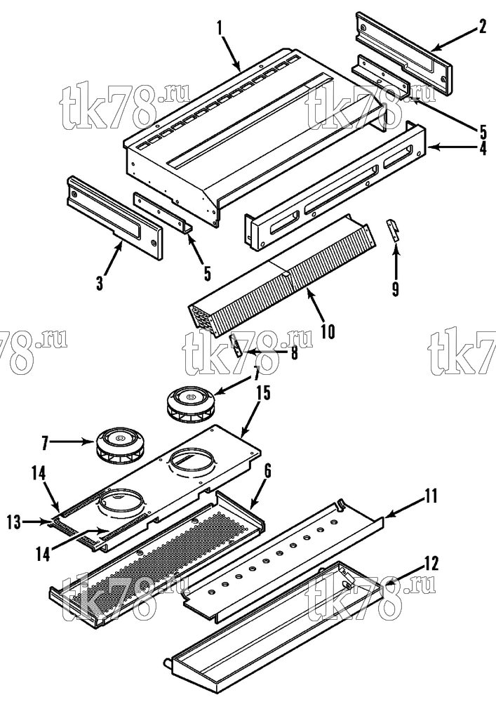 Каталог запчастей для Thermo King V-250 E1000 E EVAPORATOR STRUCTURAL COMPONENTS