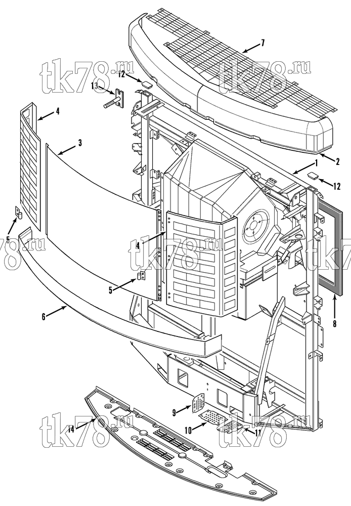 Каталог запчастей для Thermo King SL-100e CONDENSER FRAME & GRILLES