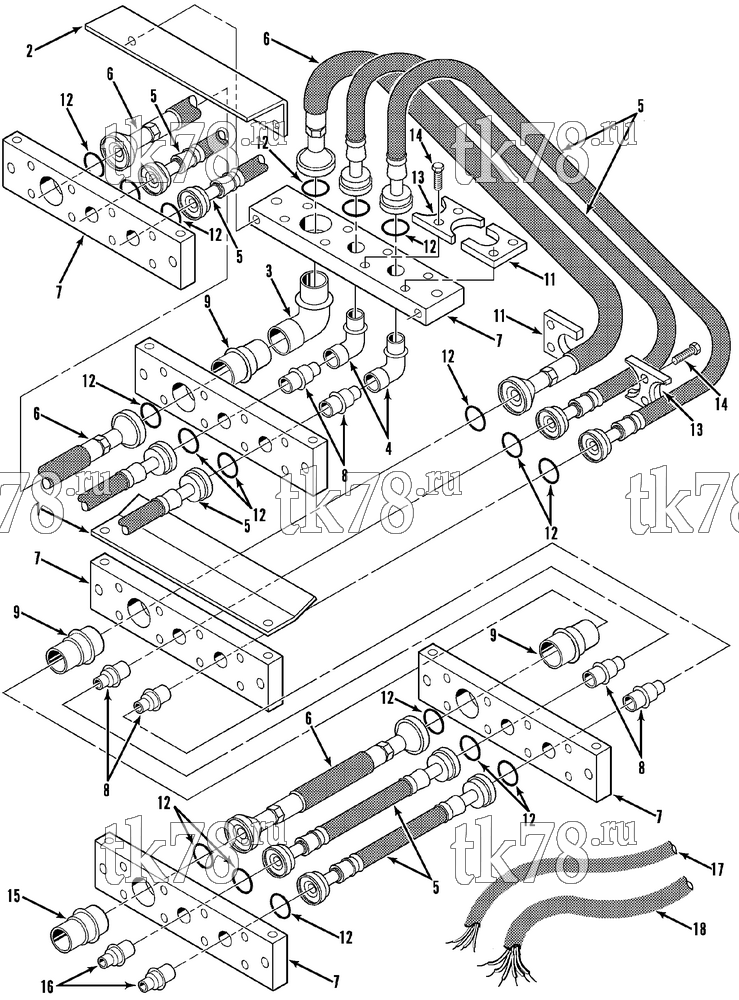 Каталог запчастей для Thermo King UTS SCISSORS HOSE BLOCK INSTALLATION