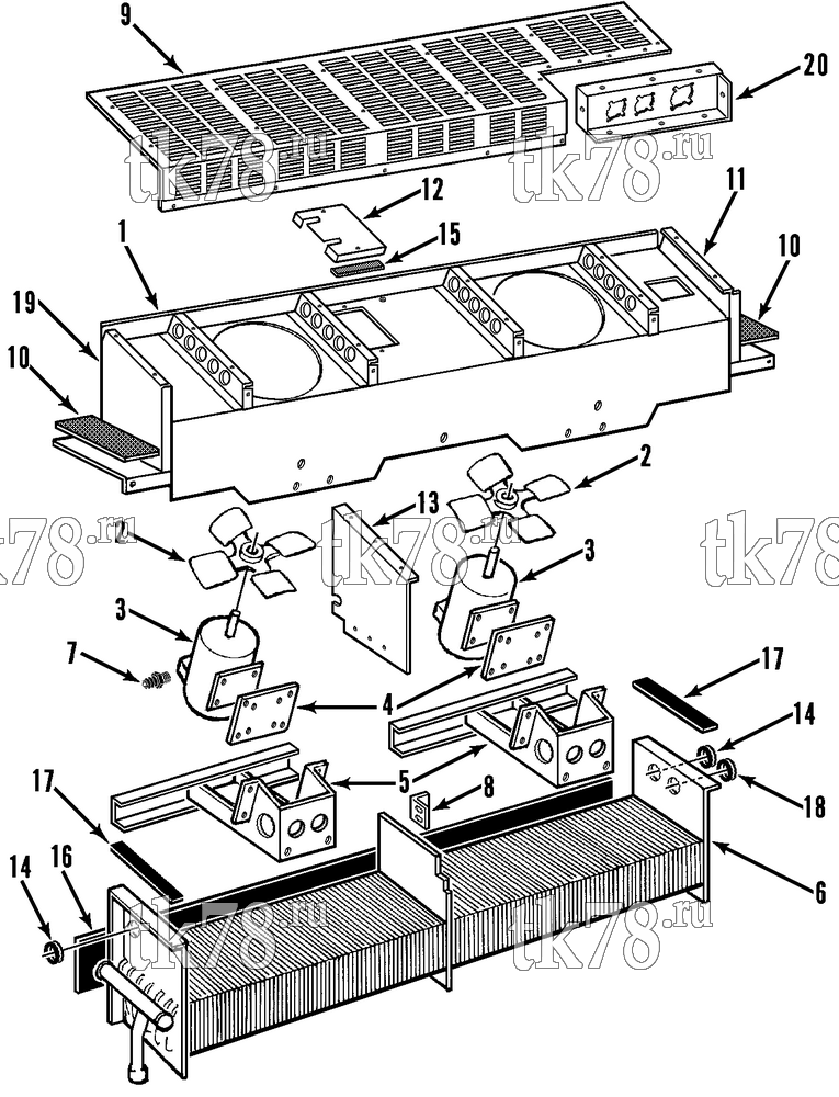 Каталог запчастей для Thermo King  EVAPORATOR COIL, MOTOR & FAN GROUP