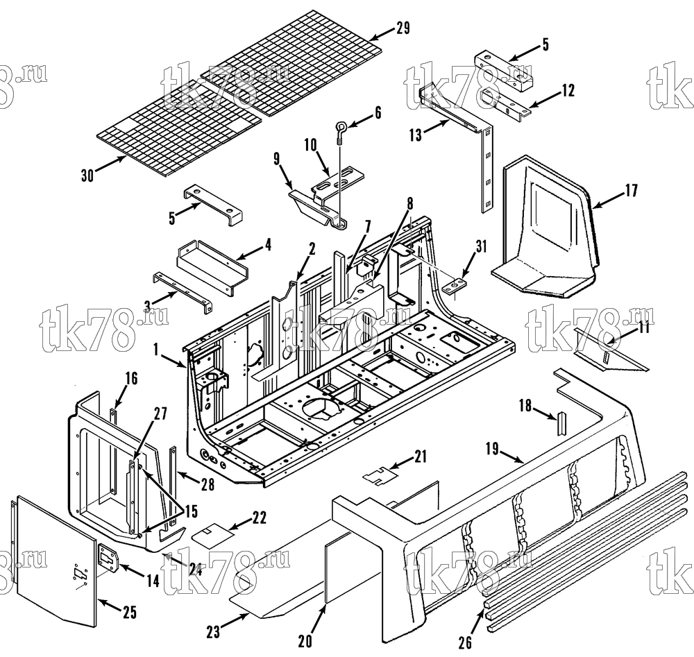 Каталог запчастей для Thermo King KD-II SR w/TK 3.74 Engine STRUCTURAL COMPONENTS - CONDENSER (KD-II SR)