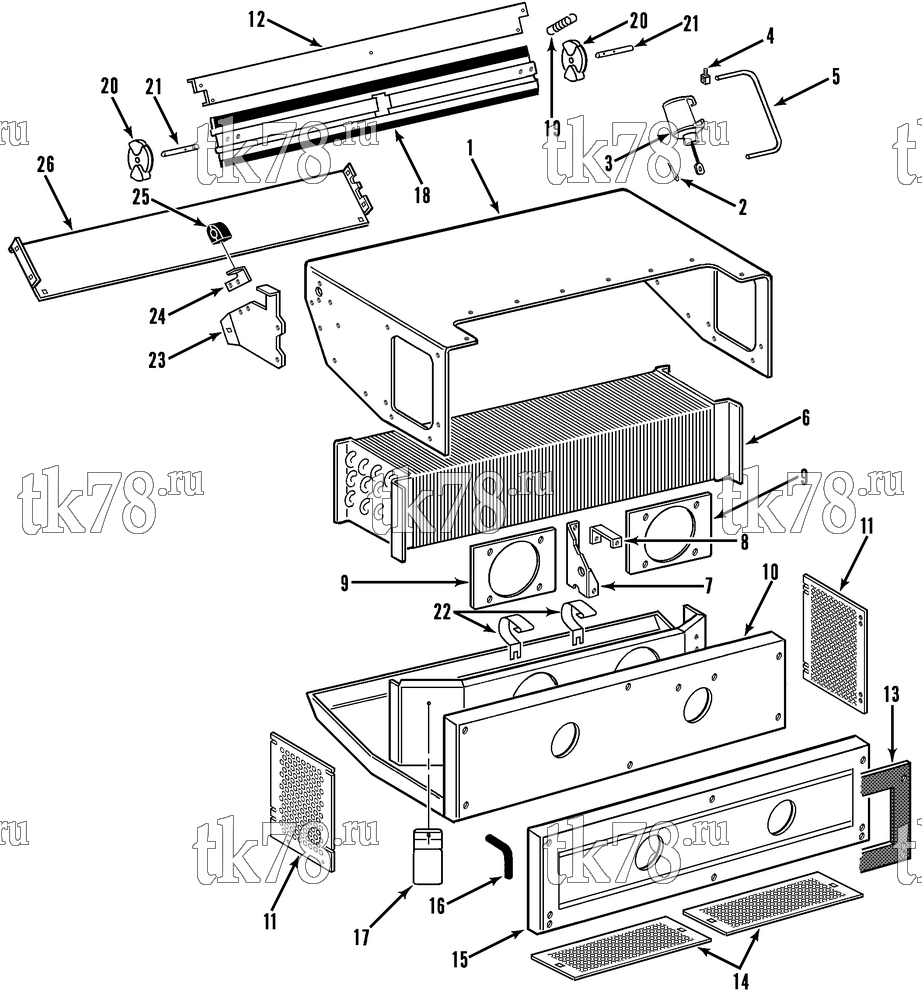 Каталог запчастей для Thermo King KD-II SR w/TK 3.74 Engine EVAPORATOR COMPARTMENT