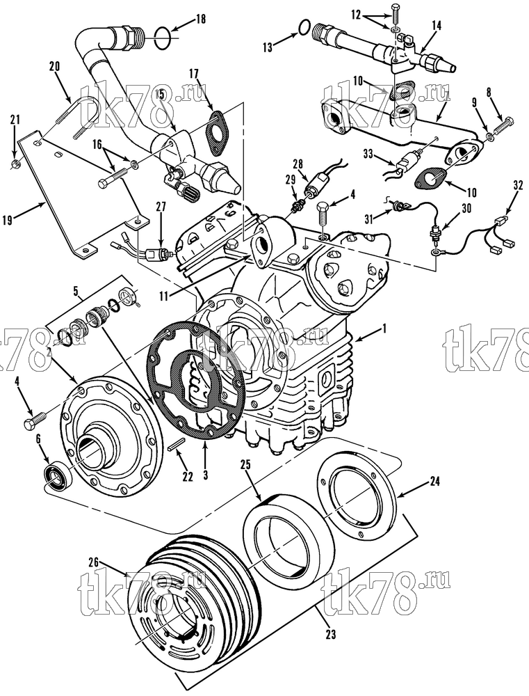 Каталог запчастей для Thermo King T2-M31, M34, M36 & M37F COMPRESSOR GROUP (KIT 715277)