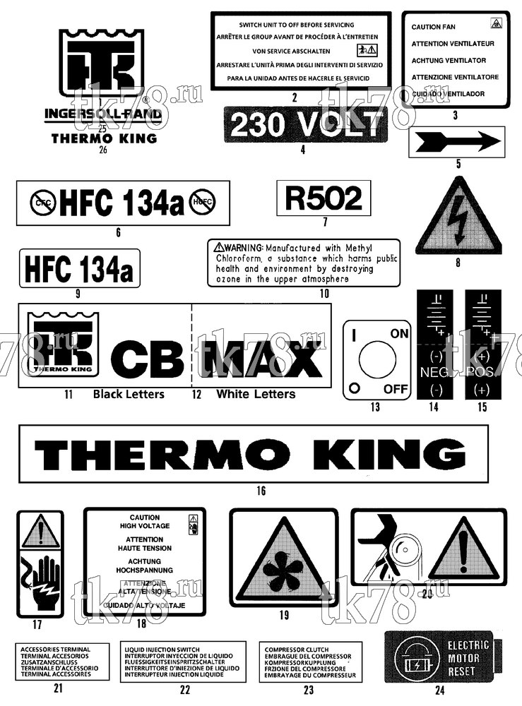 Каталог запчастей для Thermo King CB & CB MAX EMEIA NAMEPLATES
