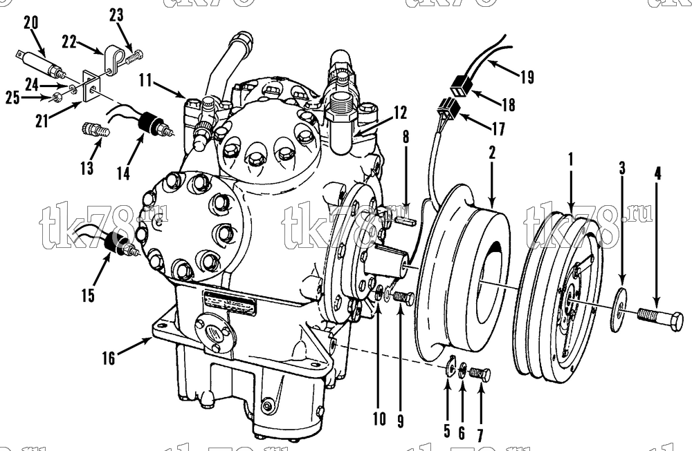 Каталог запчастей для Thermo King T11-M22 thru M26, M28, M29, M31, M37 & THU11-M1 COMPRESSOR GROUP (KIT 715105)