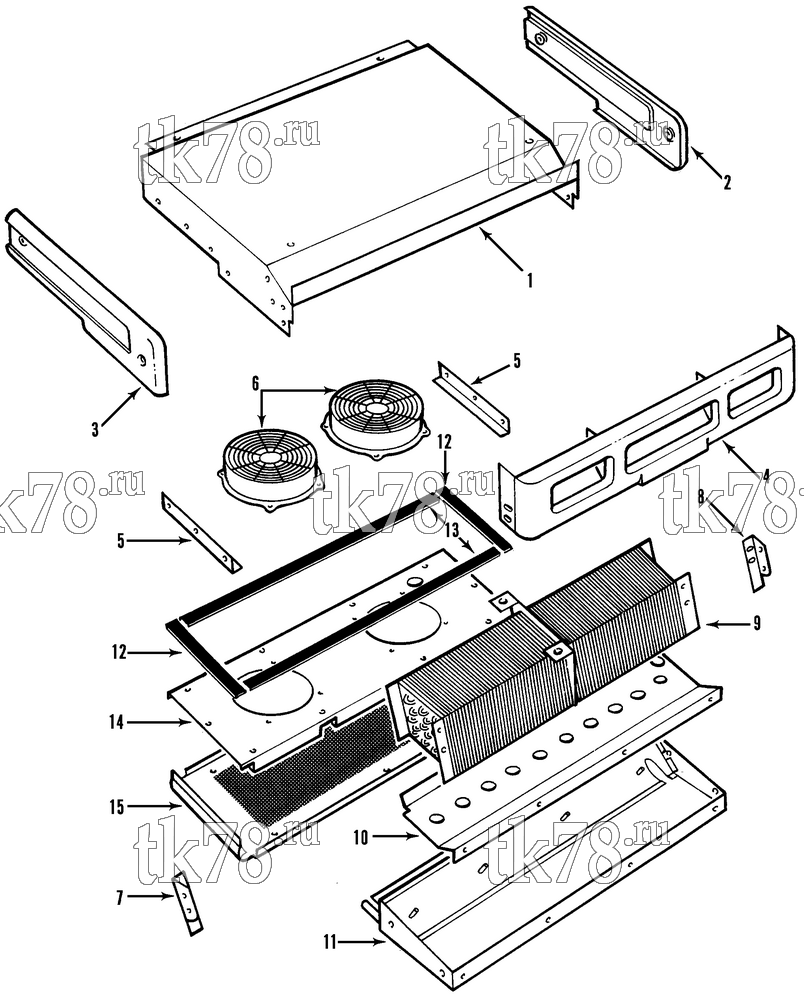 Каталог запчастей для Thermo King V Series E1000E EVAPORATOR STRUCTURAL COMPONENTS