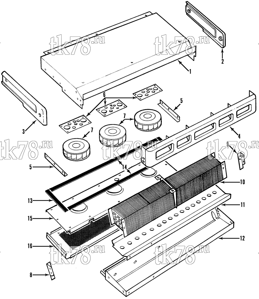 Каталог запчастей для Thermo King  E1400 EVAPORATOR STRUCTURAL COMPONENTS