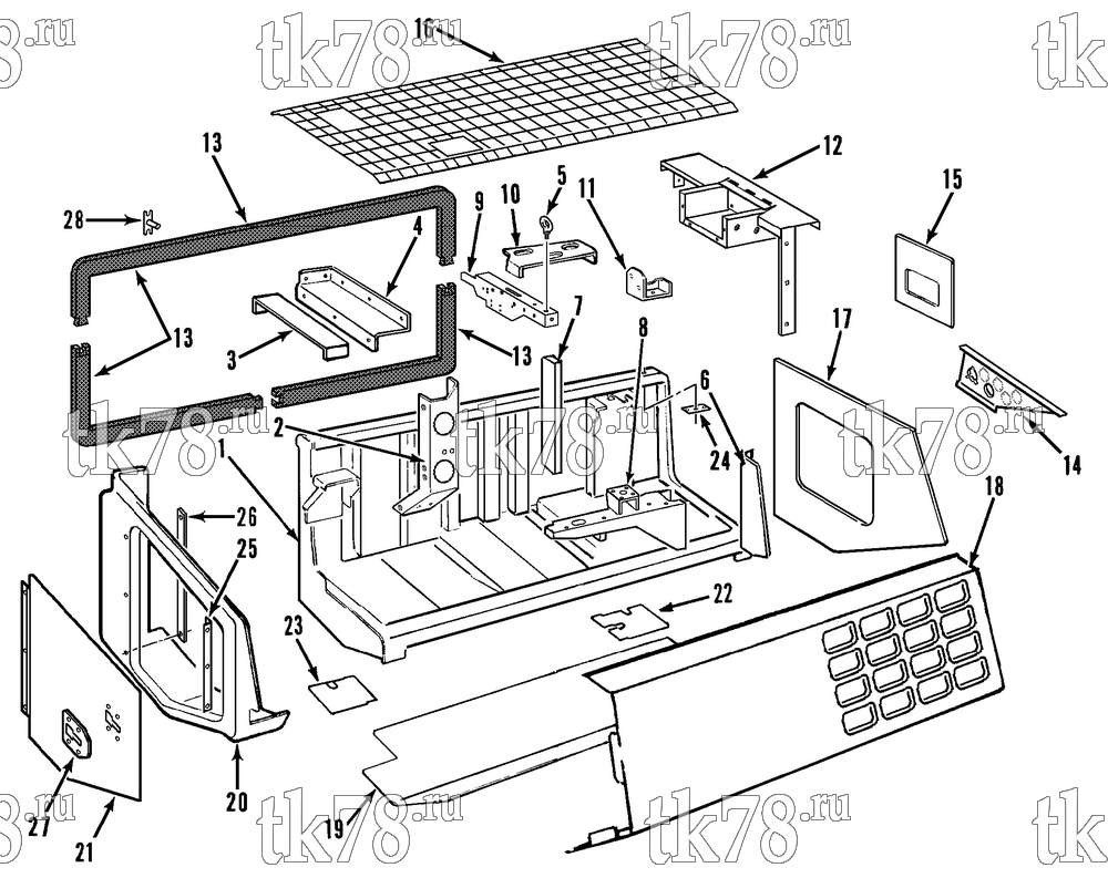 Каталог запчастей для Thermo King MD-II TLE w/TK 3.74 Engine STRUCTURAL COMPONENTS - CONDENSER (TCI-Z)