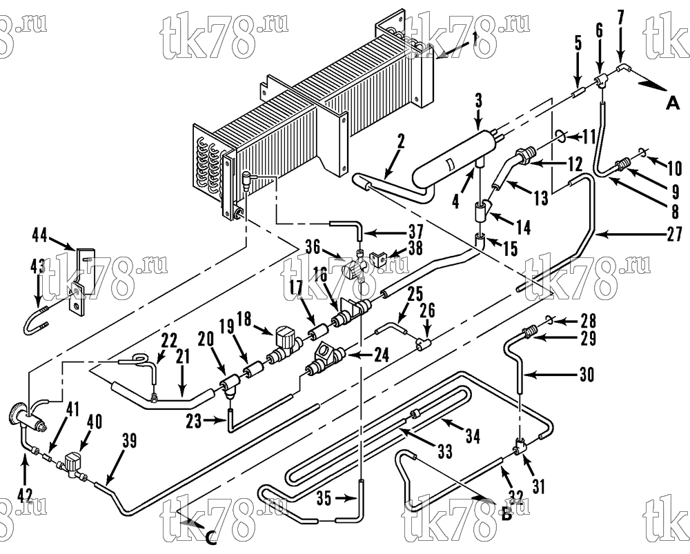 Каталог запчастей для Thermo King MD-II TCI, TCI EMEIA, TCI-Z EMEIA w/TK 3.74 Engine REFRIGERATION - EVAPORATOR (MD-II TCI)
