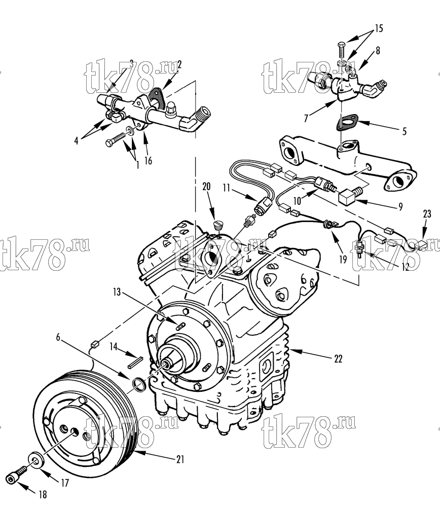 Каталог запчастей для Thermo King RT-II Series COMPRESSOR GROUP (KITS 714760, 714761, 714762, 714768 & 714769)