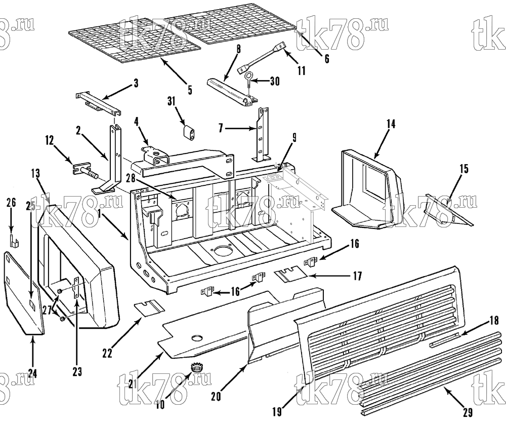 Каталог запчастей для Thermo King  STRUCTURAL COMPONENTS - CONDENSER (before 4/00)