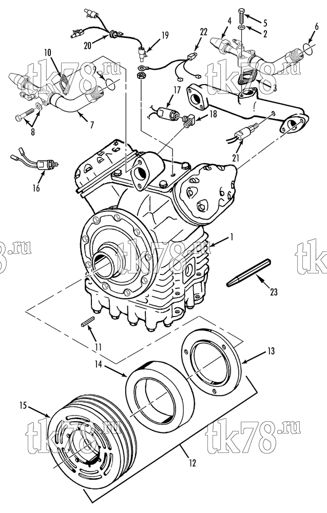 Каталог запчастей для Thermo King  COMPRESSOR GROUP (9180C29G06, KIT 715104)