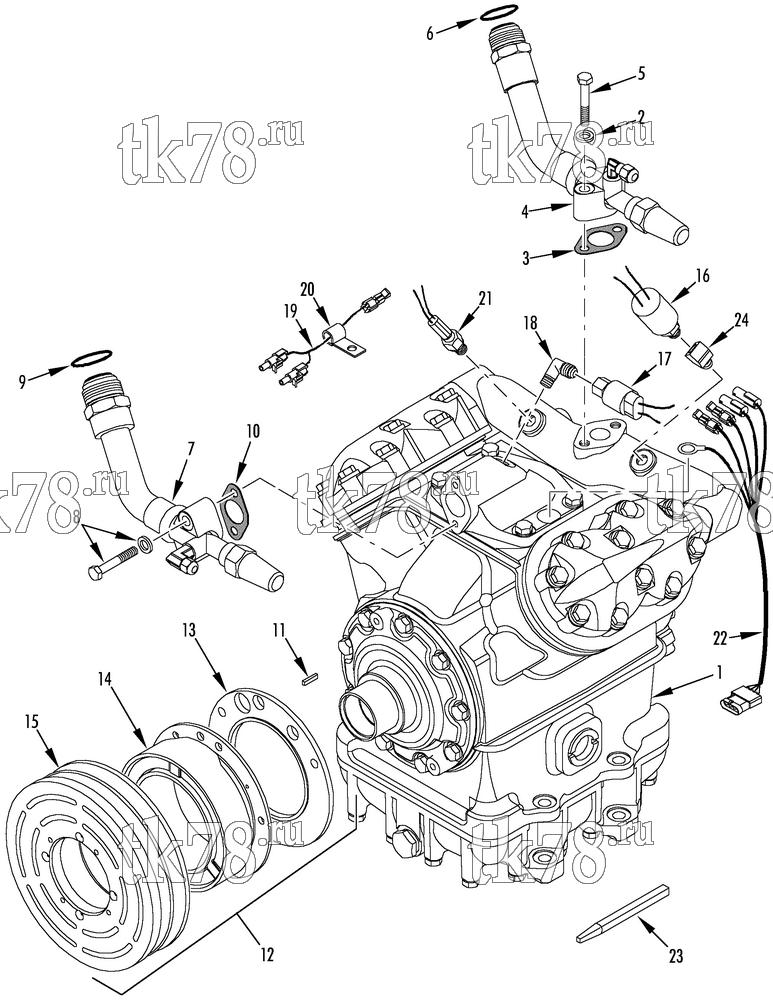 Каталог запчастей для Thermo King  COMPRESSOR GROUP (9180C29G08, KIT 715455)