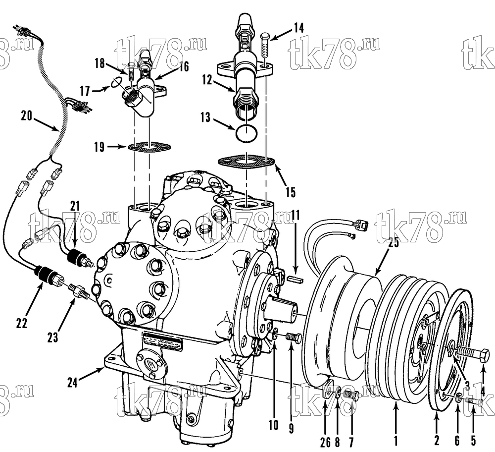 Каталог запчастей для Thermo King T9-M4, M4A, M4B, M4C, M4D COMPRESSOR GROUP (KIT 714062)
