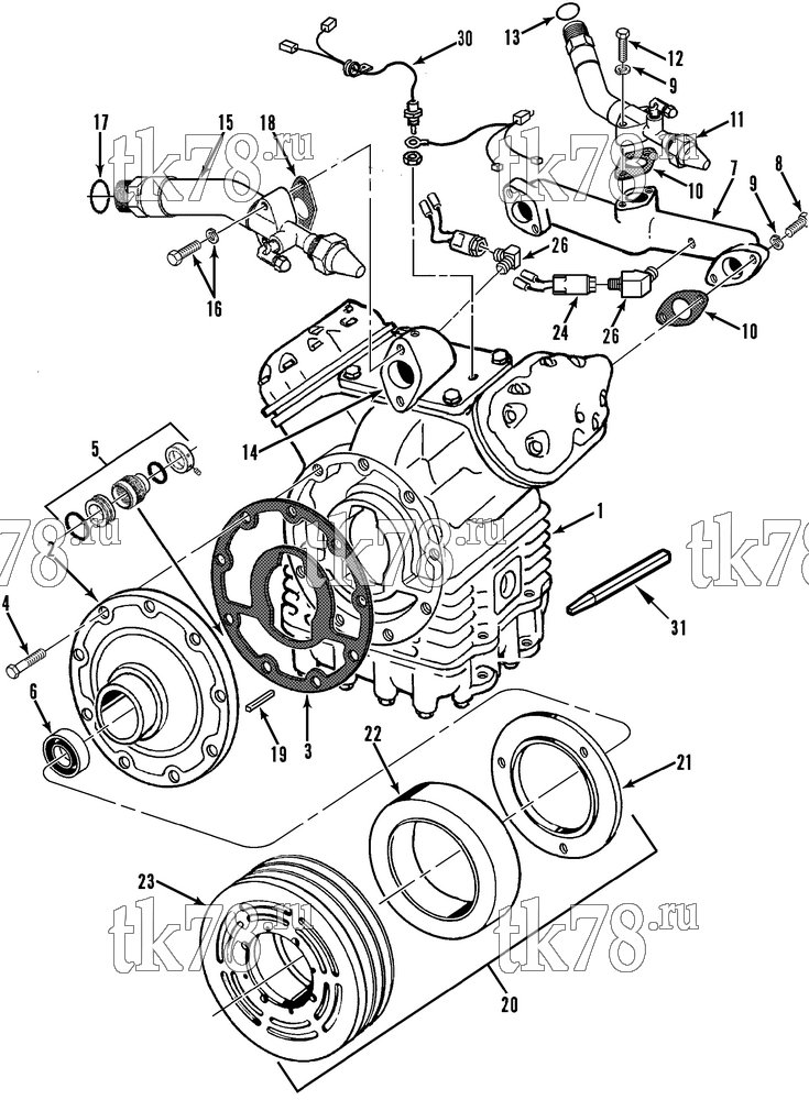 Каталог запчастей для Thermo King  COMPRESSOR GROUP (KIT 714905)