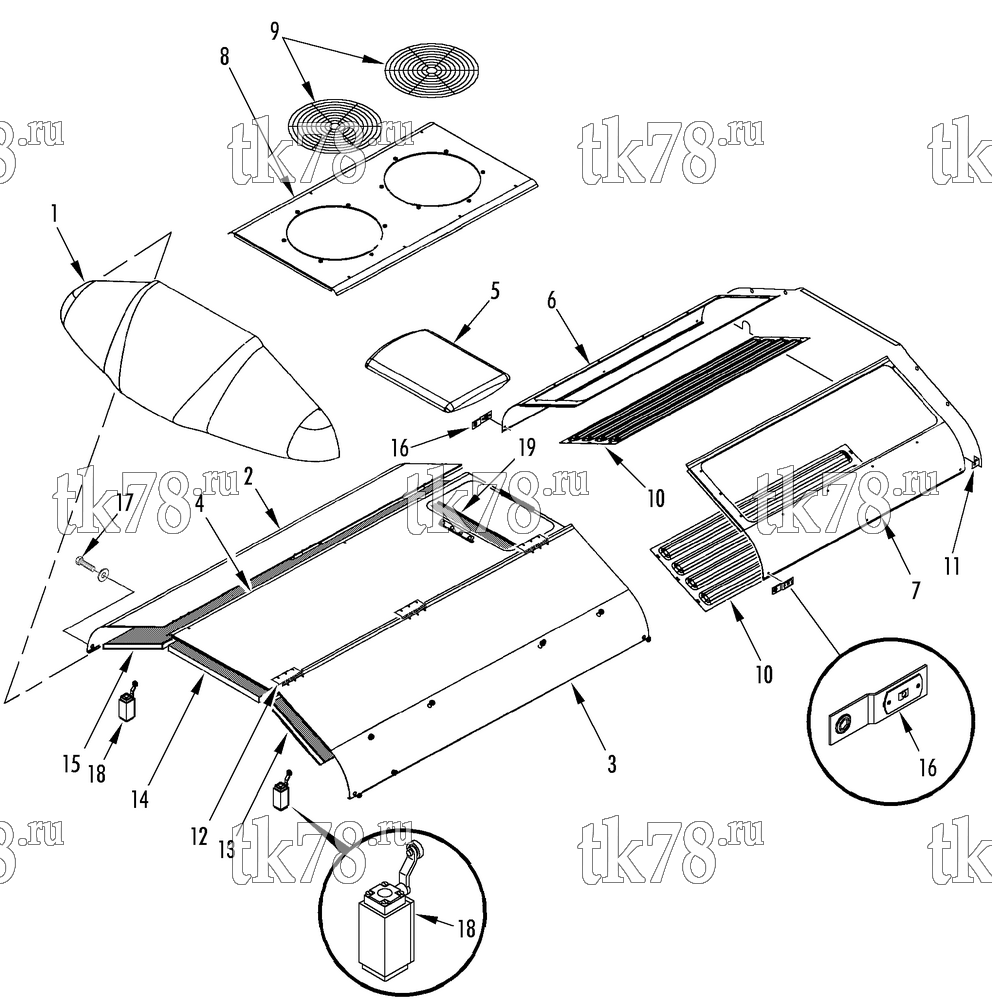 Каталог запчастей для Thermo King LRV-8T SLC COVERS & GRILLES