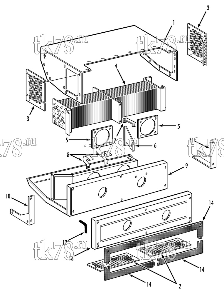 Каталог запчастей для Thermo King LND-II EMEIA w/TK 3.95 Engine EVAPORATOR COMPARTMENT