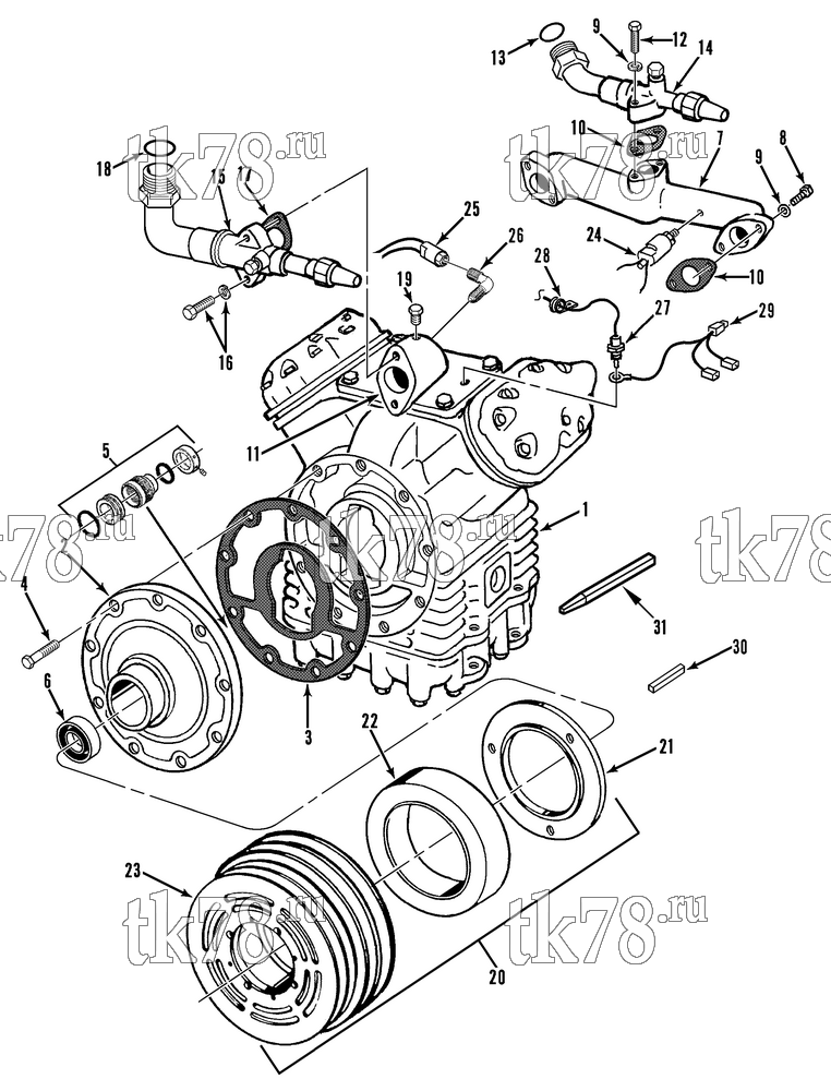Каталог запчастей для Thermo King  COMPRESSOR GROUP (9150C89G06, KIT 715515)
