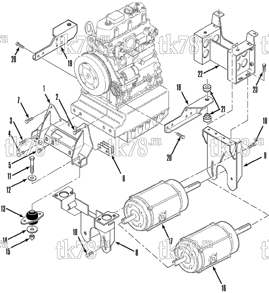 Каталог запчастей для Thermo King LND-II EMEIA w/TK 3.95 Engine POWER PACK MOUNTING