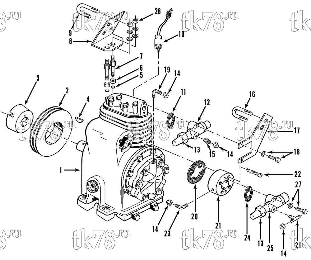 Каталог запчастей для Thermo King LND-II EMEIA w/TK 3.95 Engine COMPRESSOR GROUP
