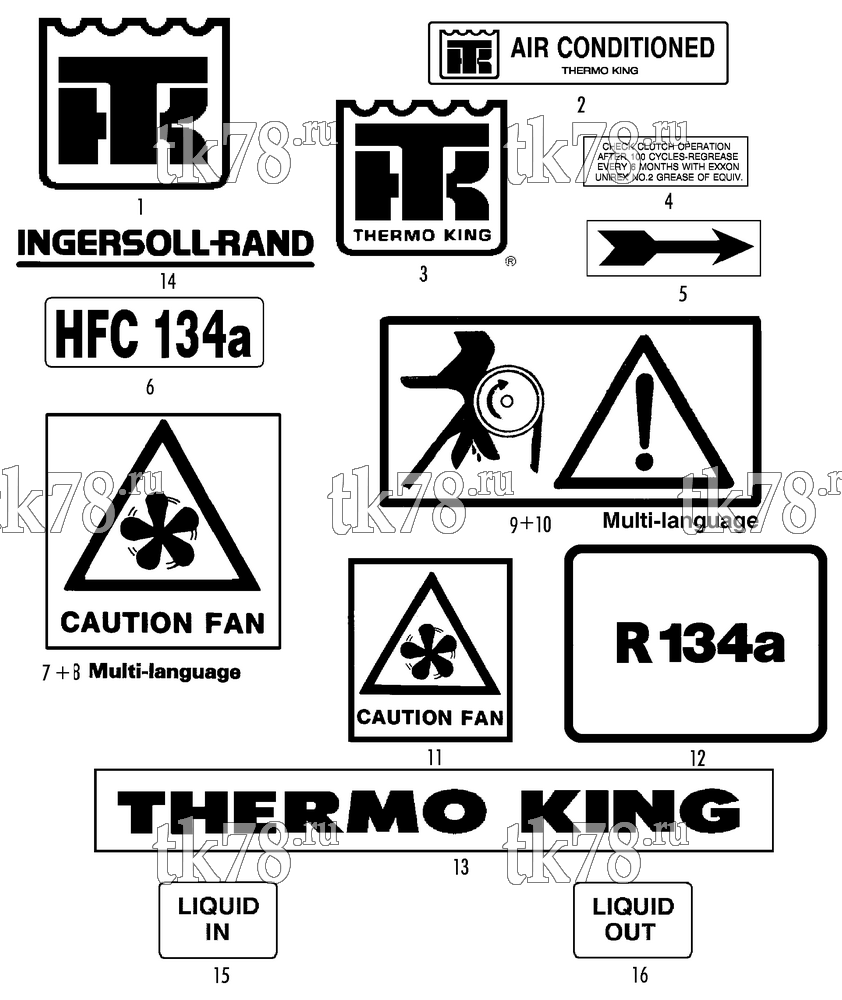 Каталог запчастей для Thermo King D3i-II RC 1000 NAMEPLATES